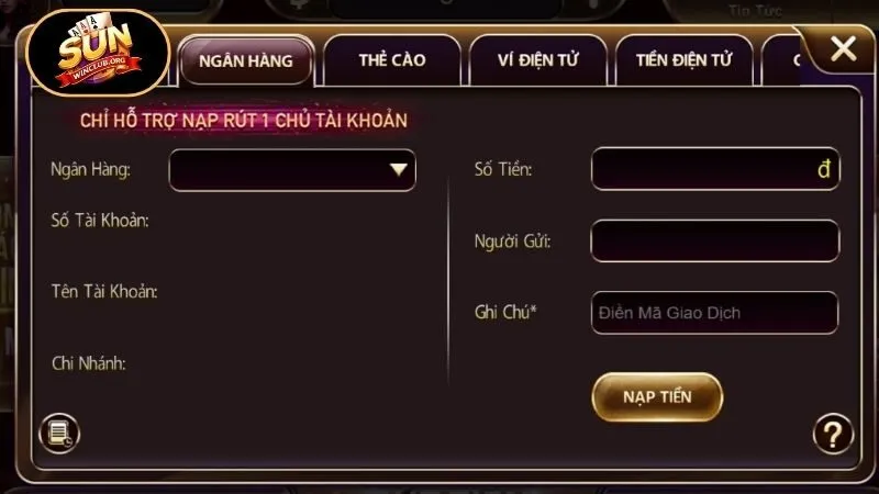 Cách nạp tiền Sunwin chi tiết, thực hiện nhanh chóng