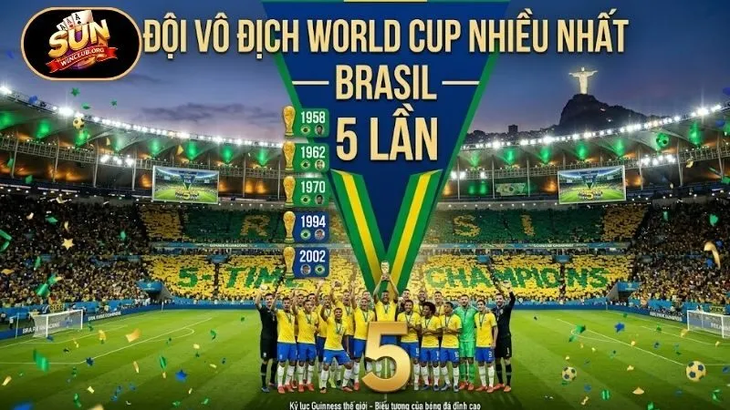 Đội vô địch World Cup nhiều nhất  - Brazil  5 lần